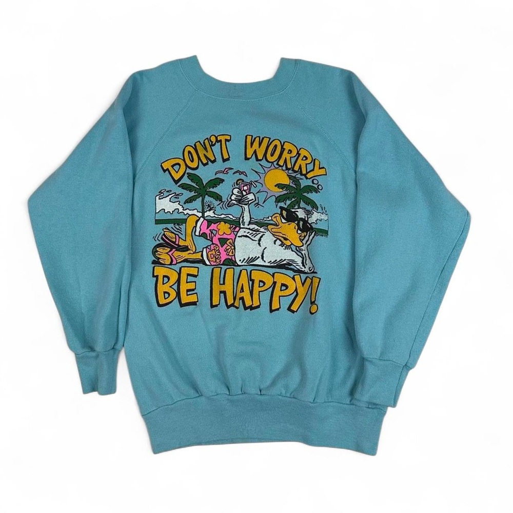 Blue Graphic Sweatshirt - Be Happy